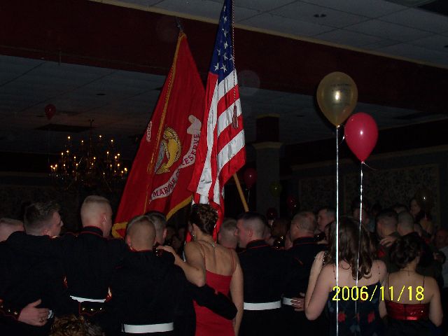 Flags with the Marine bash.JPG